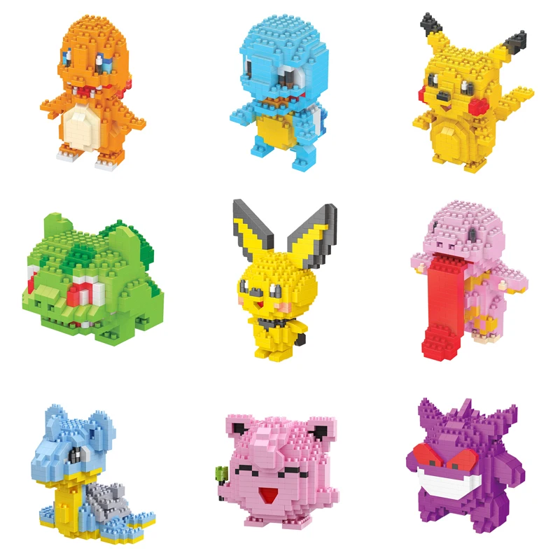 Pokémon Pikachu Mini Edifício Blocos De Diamante, Figuras Modelo