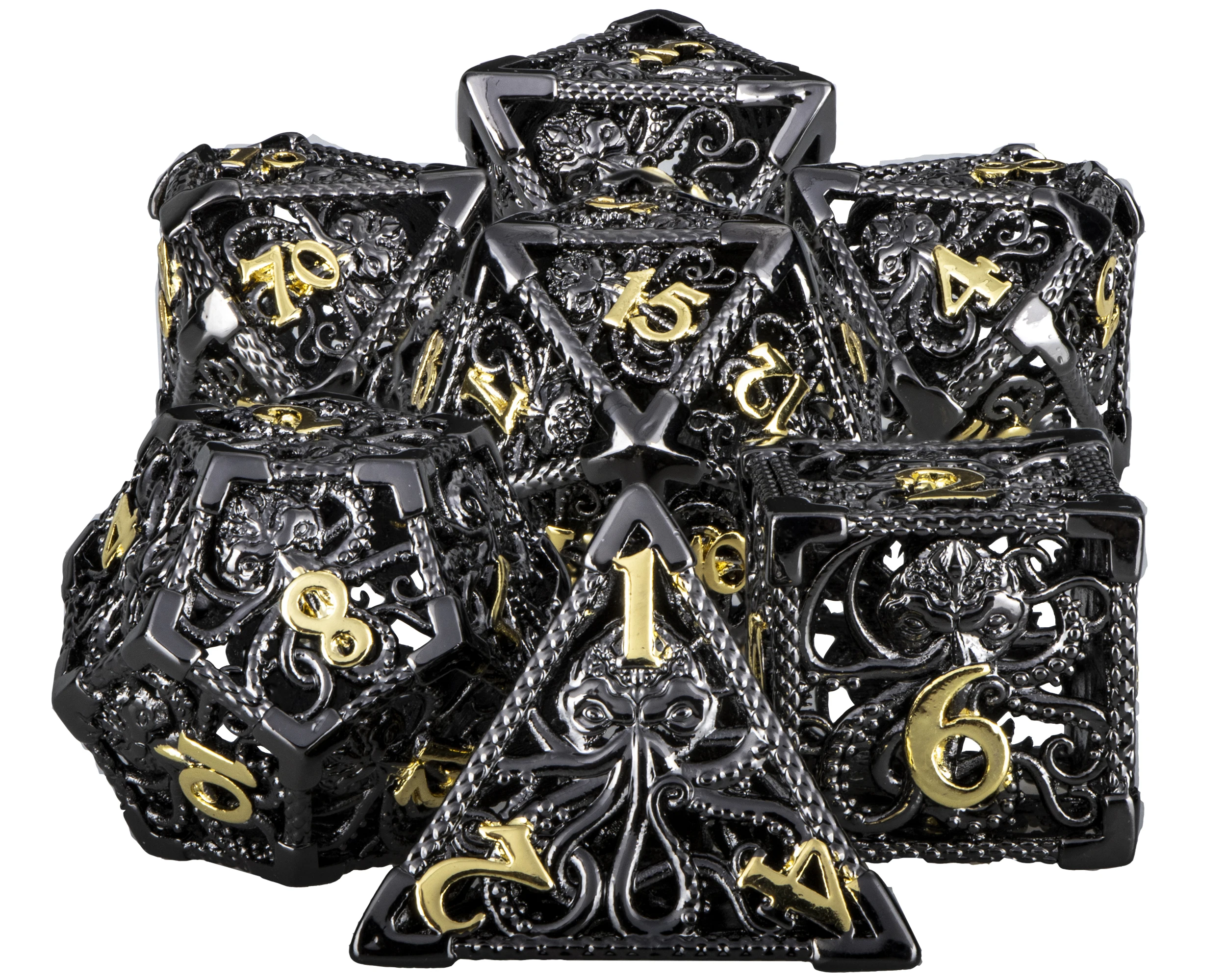ECUBEE Solid Metal Polyhedral Dice Antique Color Role Playing RPG Gadg - Electro