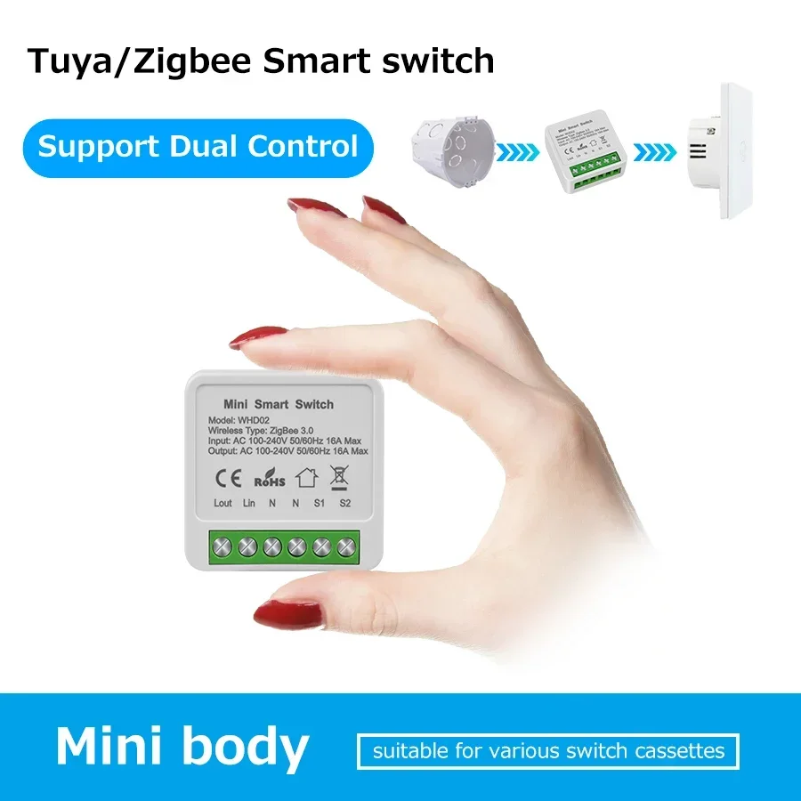 Smart Switch Wireless Remote Control Switch Smart Light Switch Tuya ZigBee Smart Switch WiFi Breaker Relay 16A 220V 110V 2-Way Control