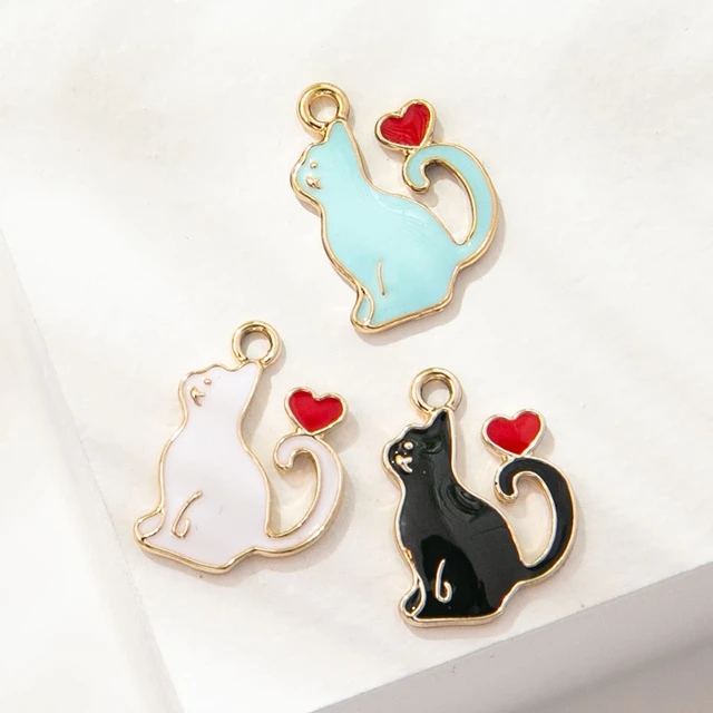 20Pcs Black White Enamel Cat Charms for Jewelry Making Sweet Animal DIY Pendants  Earrings Necklaces Jewelry Craft Wholesale - AliExpress