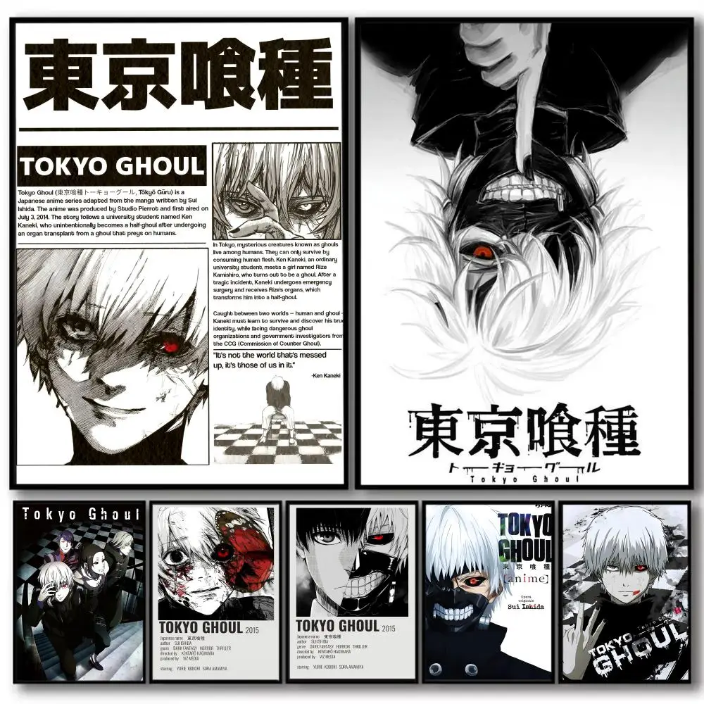 Anime-Inspired Tokyo Ghoul Art Linen Canvas Poster
