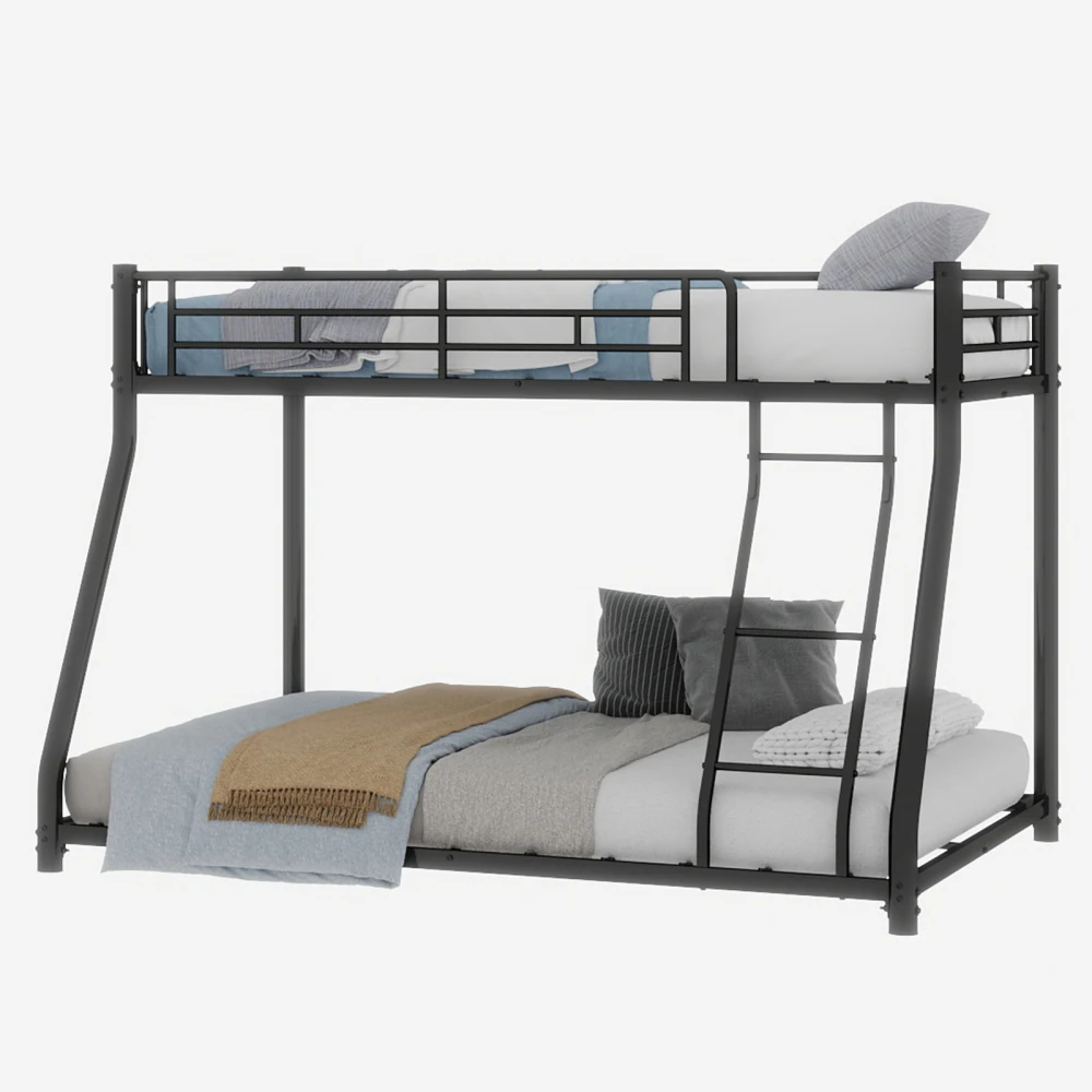 90 x 190 cm großes Etagenbett aus Metall, Bettrahmen, Twin-Over-Etagenbett mit Leiter und Ganzkörperbalkon für junge Erwachsene, geräuschfrei – Detail 7