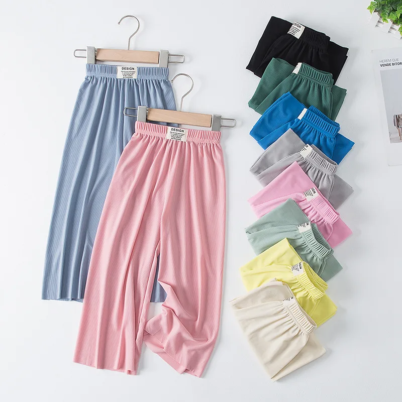 Girls Summer Thin Ice Silk Wide-legged Trousers Anti-mosquito Pants girls pants kids pants girls trousers