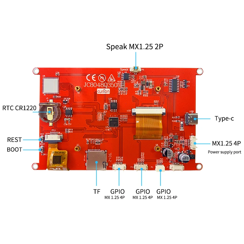 GUITION HMI interface screen 5.0 inch capacitive touch IPS or without touch 800x480 400MHz dominant frequency software editing