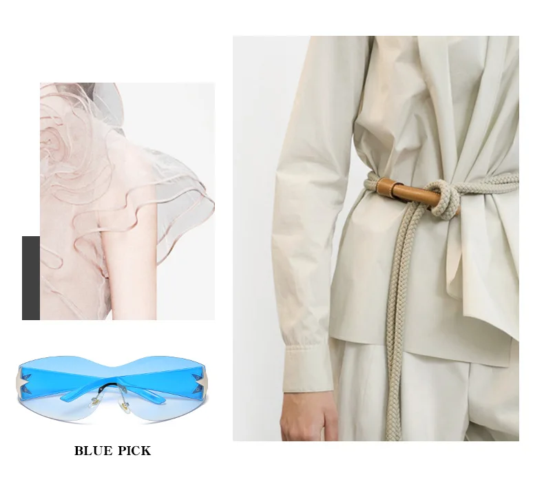 Punk One Piece Woman's Sunglasses Goggle New Y2k Rimless Sun Glasses 2000's Shades Eyewear UV400 Female Designer Star_voghion.com