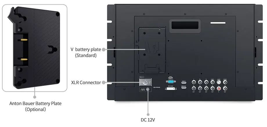 P173-9HSD-RM 17.3 Inch 1920x1080 Rack Mount Broadcast LCD Monitor with V Battery