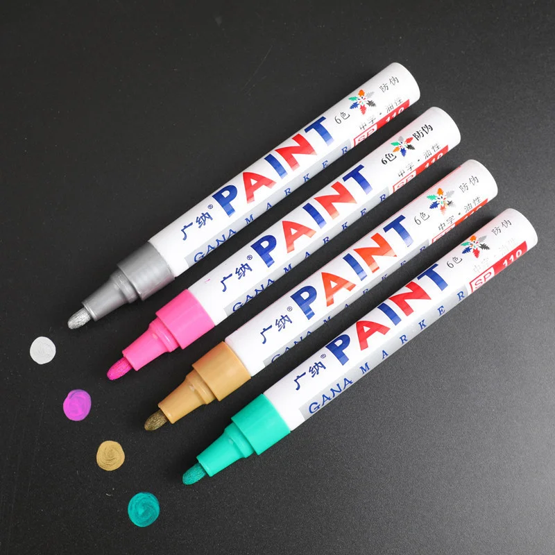 12 Color White Waterproof Rubber Permanent Paint Marker Pen Car Tyre