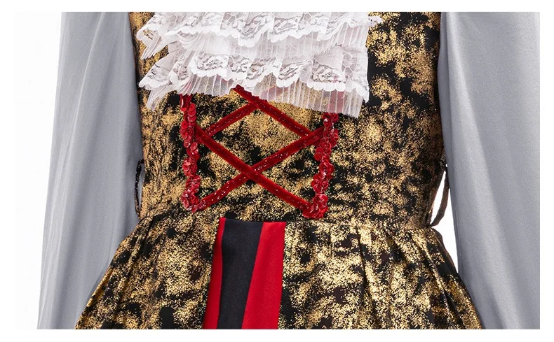 Children's Halloween Pirate Cosplay Costume 2025 Girls Fashion Color Block Lace Skirt Carnival Birthday Stage Costume