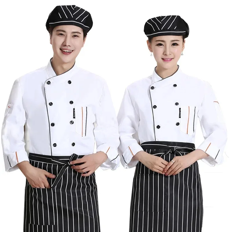 Pastry Chef Work Clothes Uniform Men Women Cotton Long-sleeved Autumn Winter