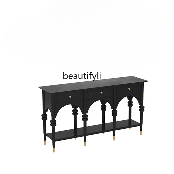 

American Light Luxury Solid Wood Console Tables Entrance Console Hallway Locker French Retro