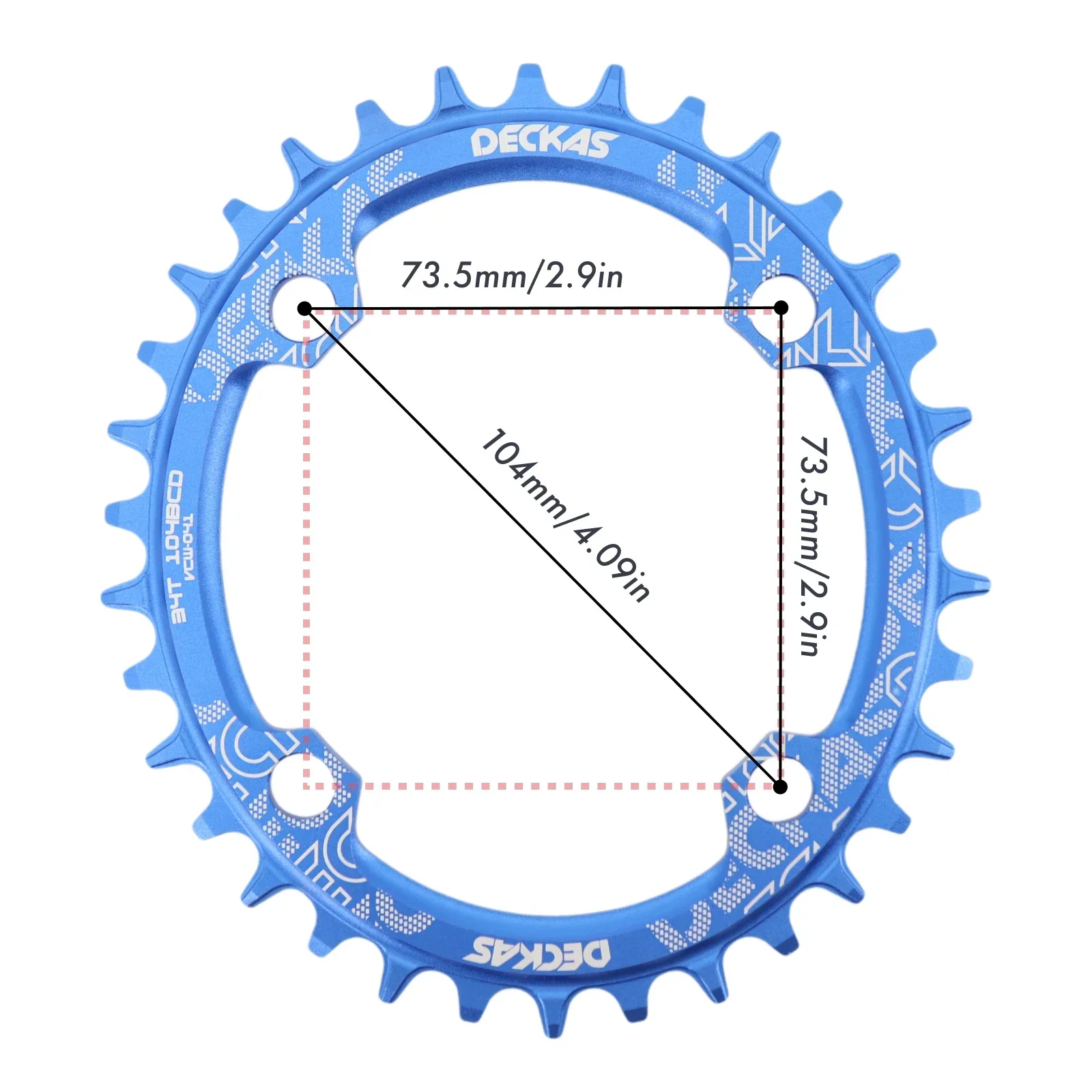 Deckas Bike Chainring Bicycle Parts Oval 104BCD 32T 34T 36T 38T 40 42 44 46 48 50 52 t Tooth MTB Road Bike Mountain Chainwheel 104 bcd