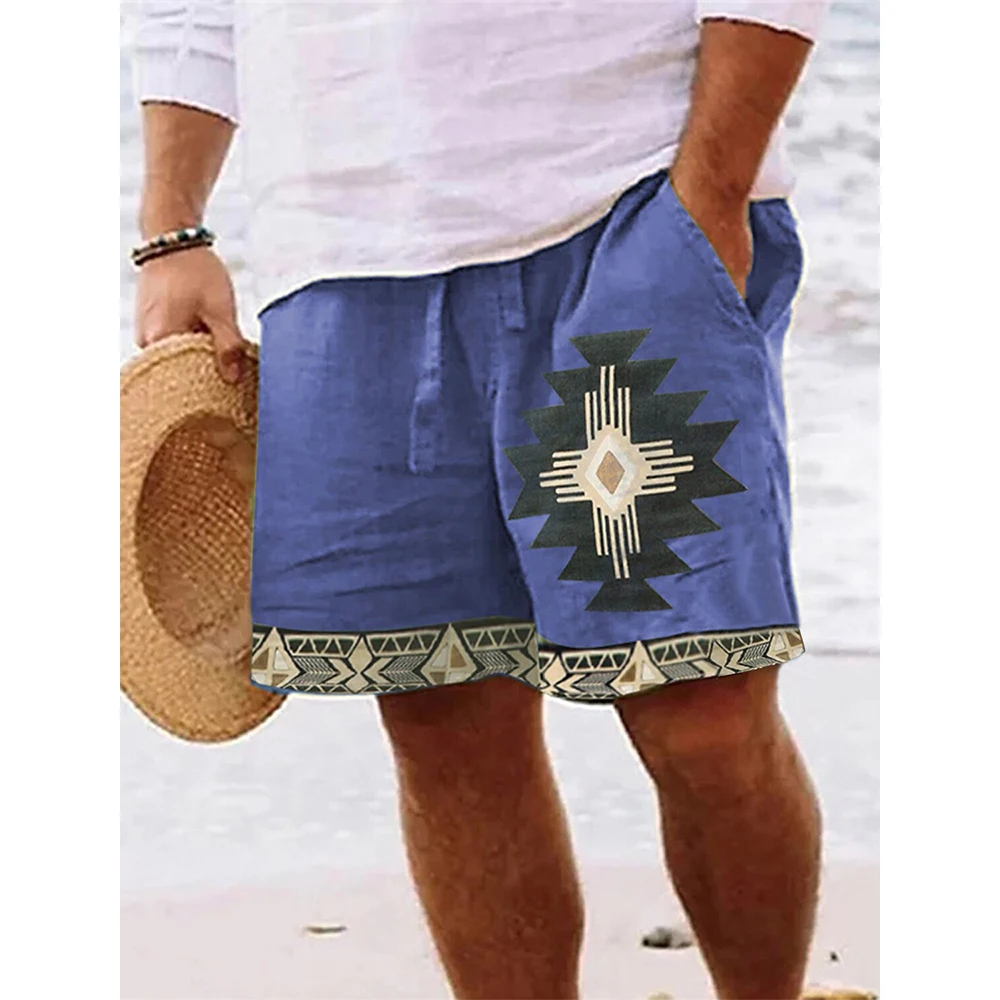 Ethnic Style 3D Print Beach Shorts Men's Vintage Casual Board Shorts Male Swimming Trunks Kids Short Pants Man Swimsuit Clothing 2
