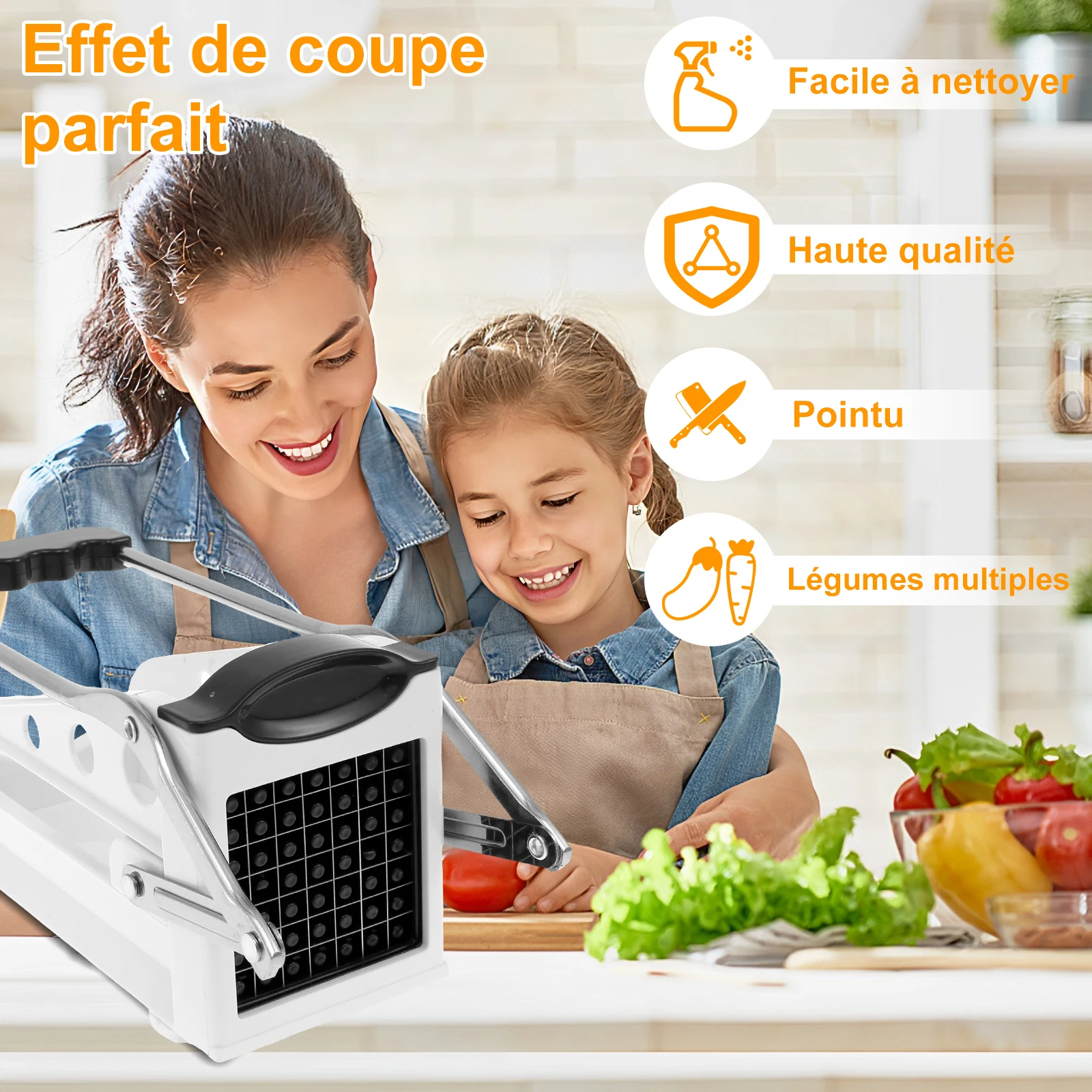 Stainless Steel French Fry Cutter BPA Free Nontoxic Potato Cutter Enduring Potato Slicer Easy to Clean French Fry