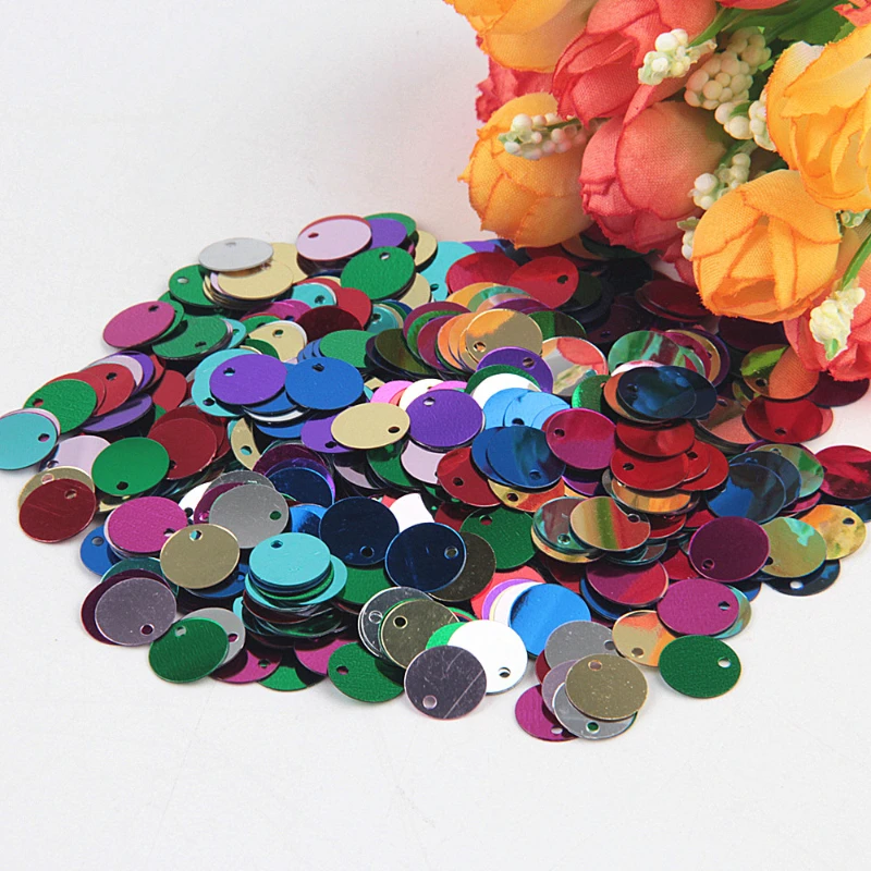 Sequin Embroidery Accessories Paillette Sequin 10mm 15mm 20mm 25mm Large Flat Round Edge Hole 20g