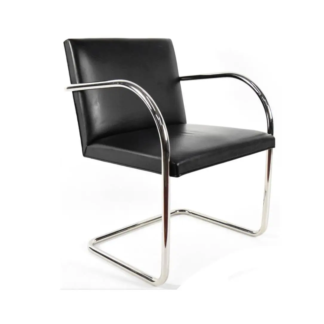 Nordi Designer Leather Brno Tubular Chair Minimalist Casual Armchair Adult Single Seat Modern Sofa Furniture Piece Dining Chairs