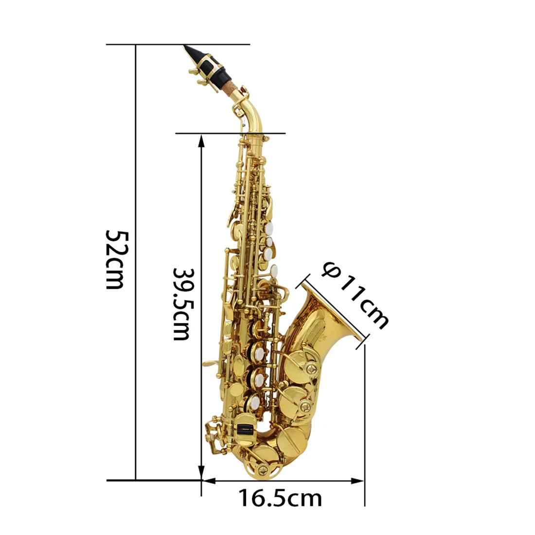 SLADE Gold Soprano Saxophone Student B Flat Gold Paint Beginner Saxophone Set with Cleaning Cloth Suitcase Mouthpiece Reeds Part