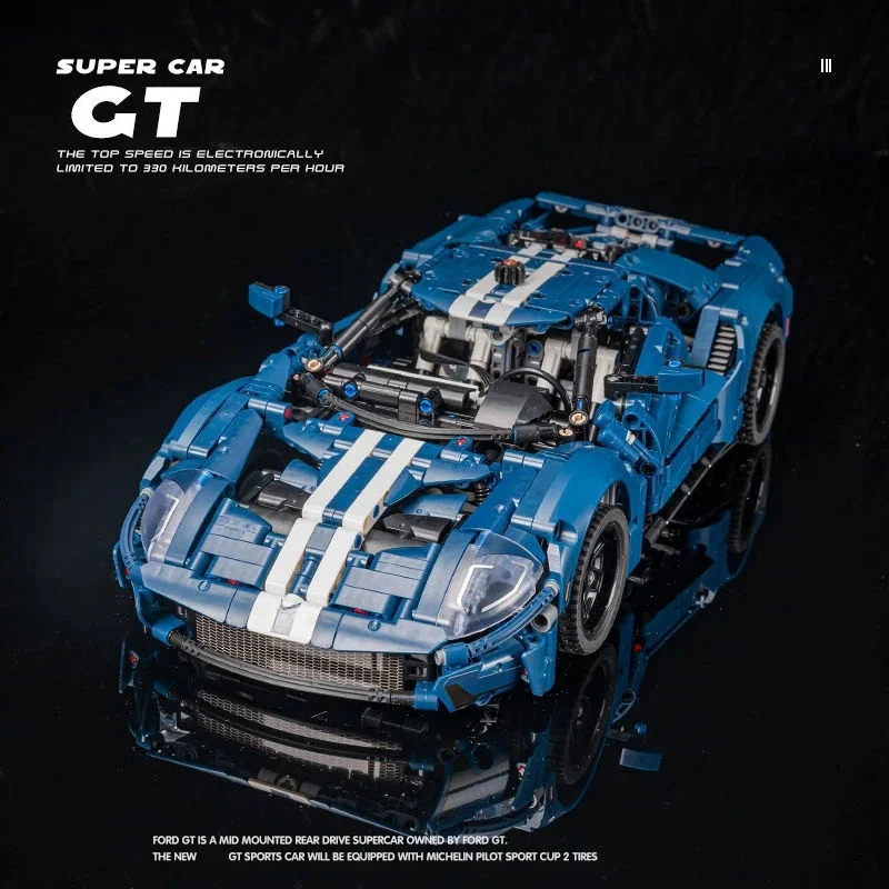 테크니컬 포드 GT 스피드 럭셔리카 로고 빌딩 블록, MOC 42154 세트, 모델 레이싱 차량 조립 장난감, 어린이 선물 벽돌, 신제품