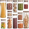 New Wood Lid Glass Airtight Canister Kitchen Cereal Dispenser Storage Box Food Keep Fresh Clear Jars Container Orgnizer