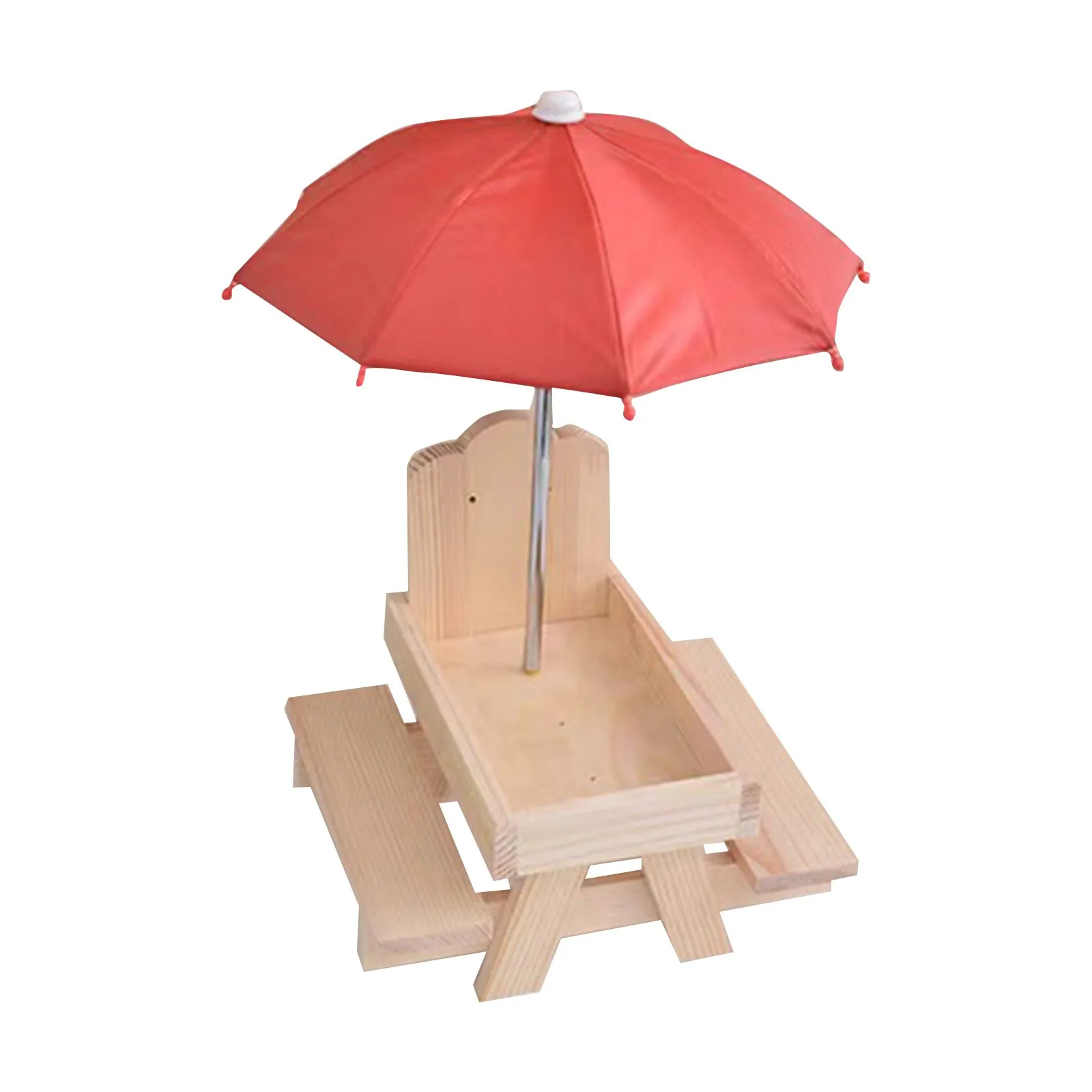 Squirrel Feeder In Stock Outdoor animal Wooden Squirrel Feeder Pet Dining Table With Bench an umbrella Bracket Feeding Table