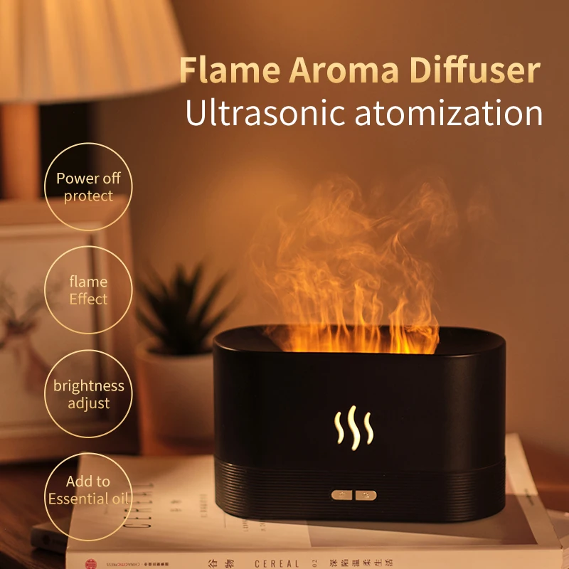 Gezhou Fire Humidifier Aromatherapy Diffuser Ultrasonic aromatic odor indoor air humidifier home room fragrance diffuser flame fire humidifier ultrasonic aromatherapy diffuser mist maker aromatic essences colorful fragrance diffusers for home bedoom