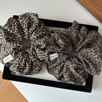 korea fashion Leopard print oversized scrunchie for women elastic big hair tie girls black hair rubber bands Retro hair rope - Image 3
