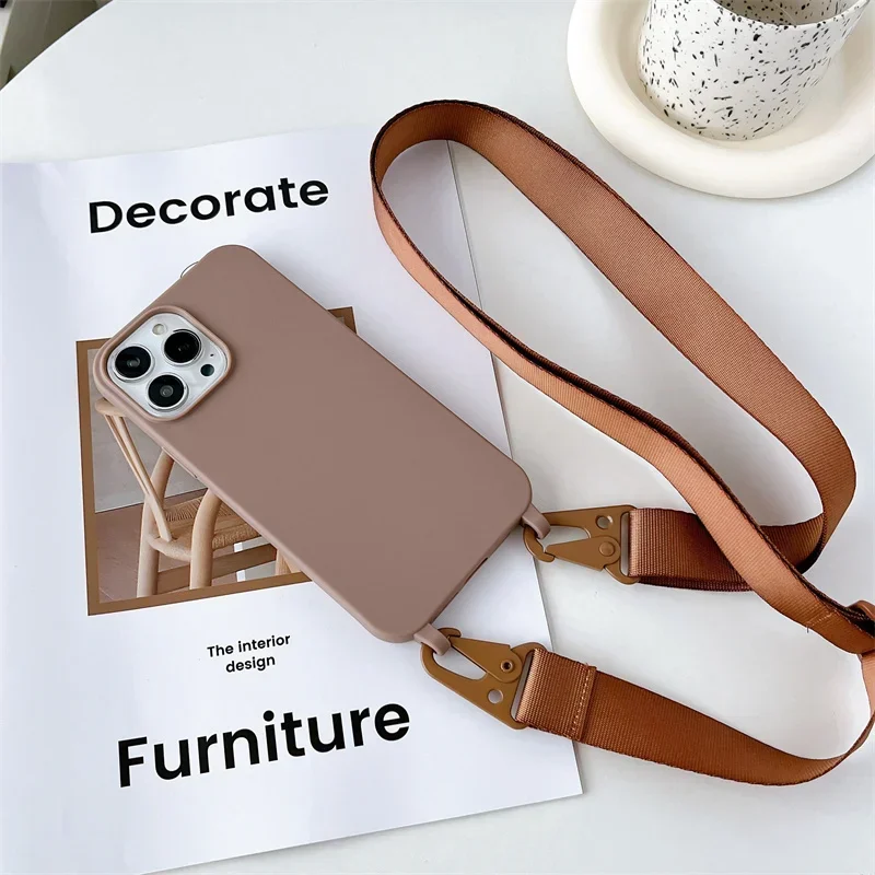Elegant Candy Color Silicone Crossbody Phone Case with Lanyard Strap