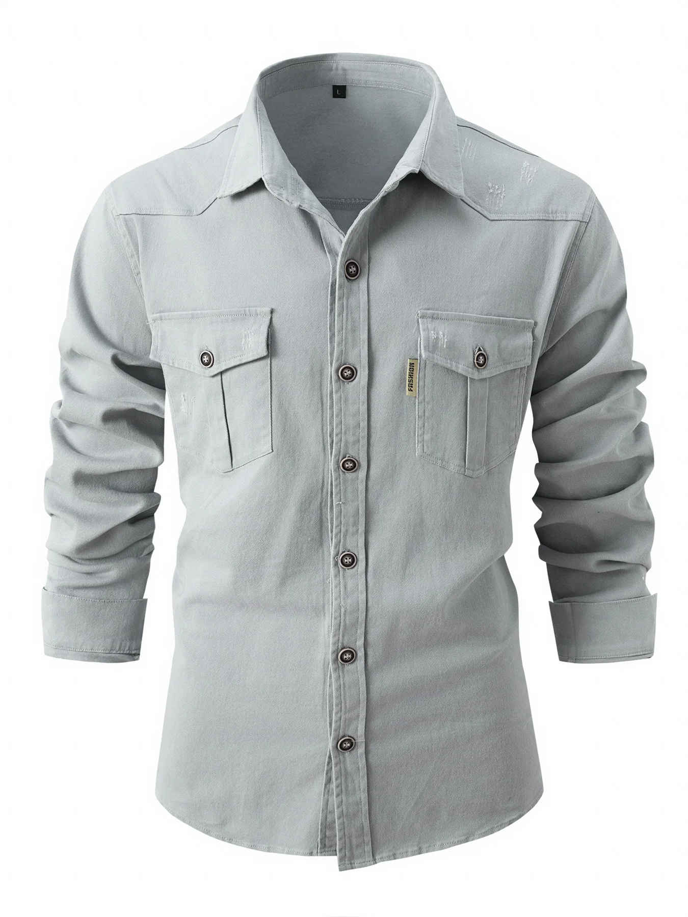 2023 Spring and autumn design brand tooling jacket long sleeve men's shirt fashion slim military casual washed cotton shirt