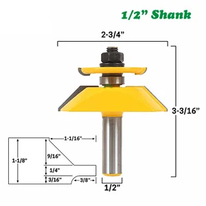 1PC 1/2" 12.7MM Shank Milling Cutter Wood Carving Raised Panel Router Bit Backcutter Chamfer Milling Cutter Ogee Woodworking