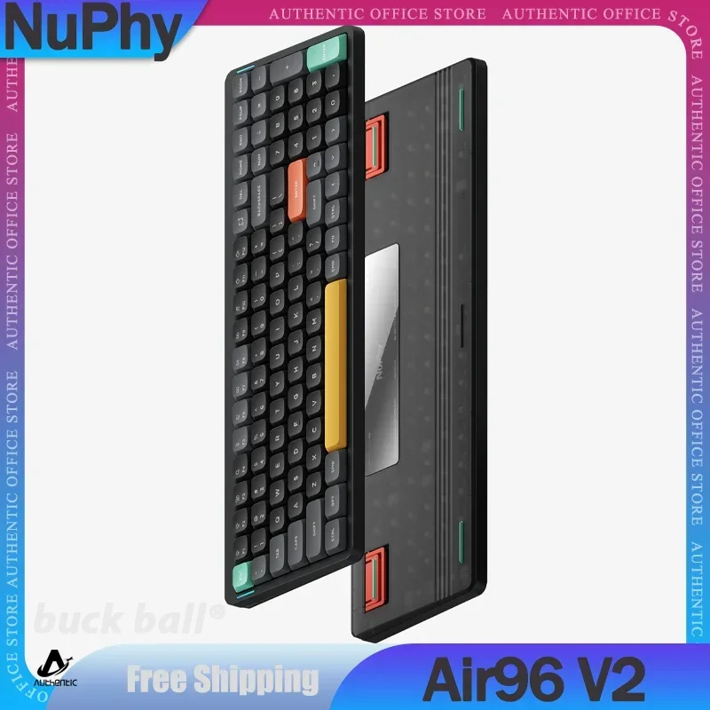 

Механическая клавиатура Nuphy Air96 V2, 3 режима, 2,4 ГГц, Bluetooth, беспроводная клавиатура RGB, ультратонкая Бесшумная Офисная Клавиатура для геймеров, подарок для Mac