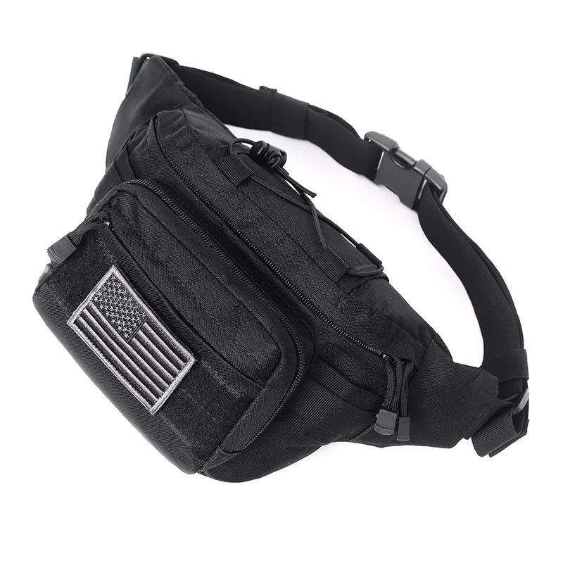 Tactical Fanny Pack Waist Bag Hip Belt Bumbag Utility Bags for Outdoor Hiking Climbing Fishing with U.S Patch 2