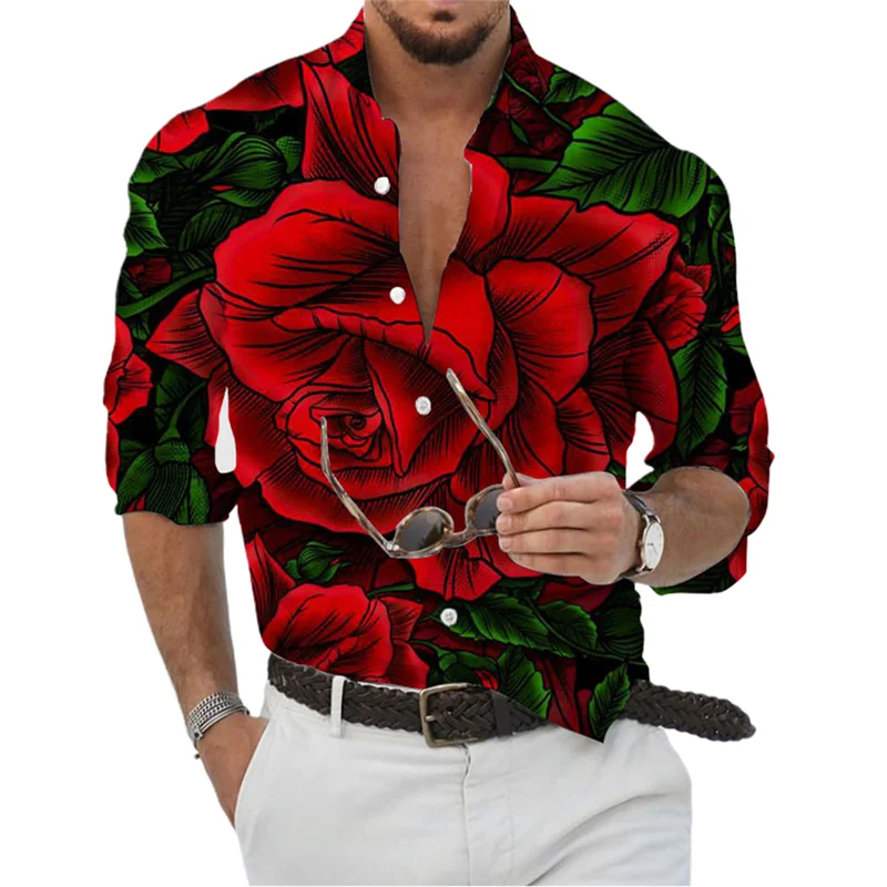 Shirt Men’s Casual Outdoor Rose Geometric Figure Elegant Comfortable Soft Designer Design 2023 New Spring Summer Plus Size