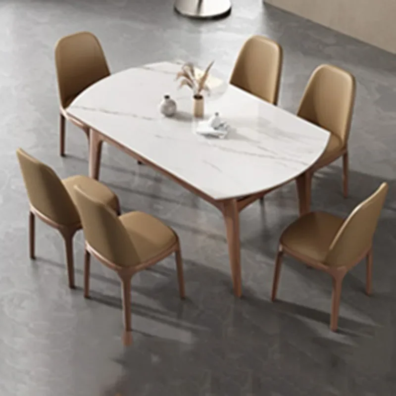 Oval Nordic Marble Dining Table Heat Resistance Minimalist