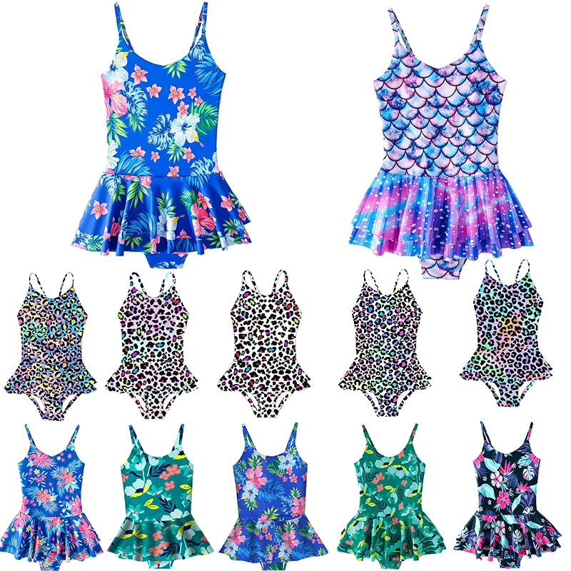 

Girls Swimsuit Summer Beach Fish Scales Swimming Suits Wear Shoulder Straps One-Piece Swimsuits 4-12 Years Kids Girls Swimwear