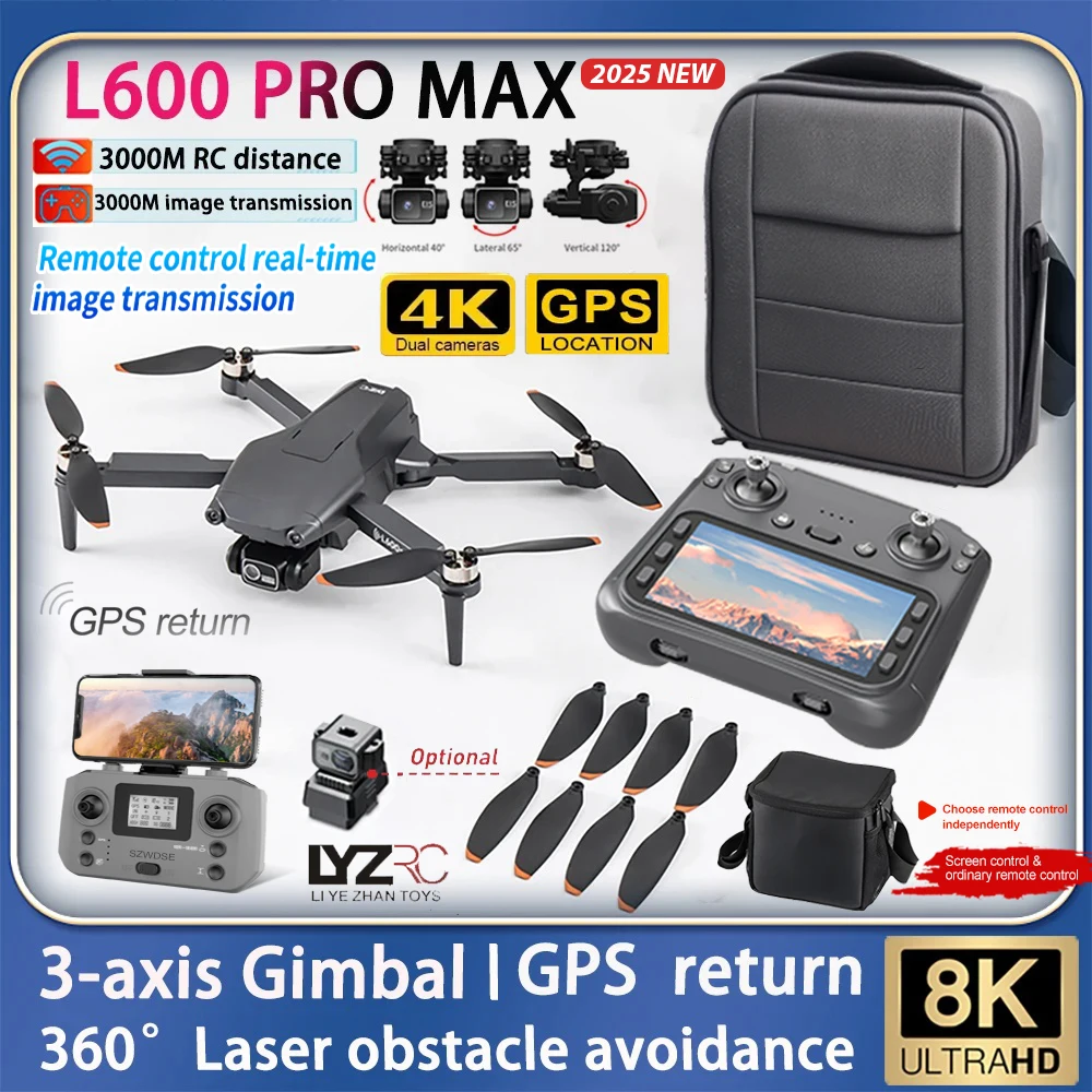โดรนถ่ายภาพ 4K ระบบกันสั่น 3 แกน บินได้ไกล 5G FPV ป้องกันการชน