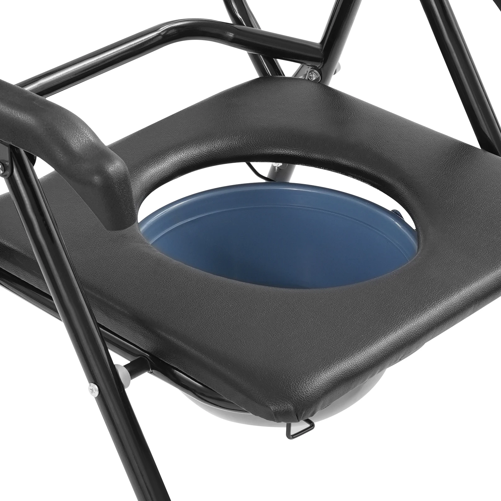 Schwarzer Rollstuhl für Menschen mit Behinderung Toilettenstuhl Duschstuhl Bettseitiger Toilettenstuhl mit Armlehnen für Senioren usw. – Detail 23