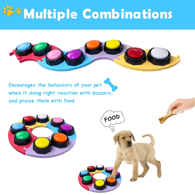 Recordable Talking Button with Led Function, Buzzer, Dog Pet Training  Clickers, Dog Games, Orange+Blue+Green+Pink 