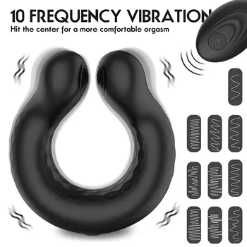 Penis Ring Silicone Semen Cock Ring Penis Enlargement Delayed Ejaculation Vibrators Cockring 10 Frequency Sex Toys For Men 3