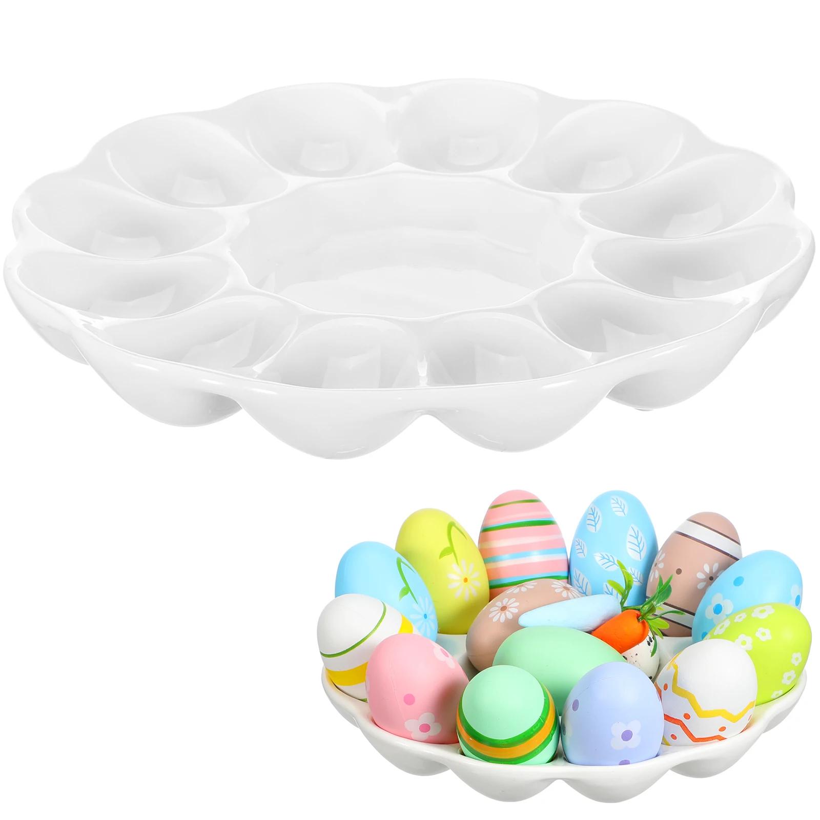 Easter Egg Tray Deviled Dispenser Trays For Party Seafood Serving Platter Holder Eggs Container Ceramics Dish Easter Decorations