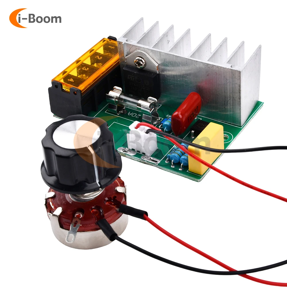 AC 220V 4000W SCR Motor Speed Controller Voltage Regulator LED Dimmer Speed Regulator Temperature Control Module with Fuse motor speed controller electric motor speed controller