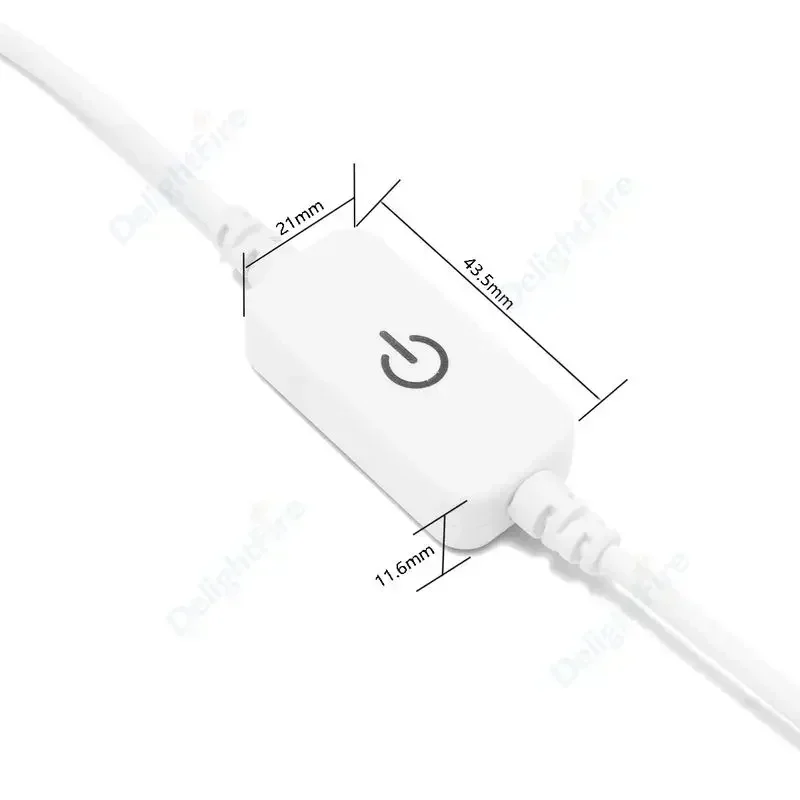 터치 조광기 컨트롤러 스위치가 있는 USB 플러그-C 타입 전원 케이블, 단색 LED 스트립, 책상 램프 선풍기, 5V 3A USB 커넥터