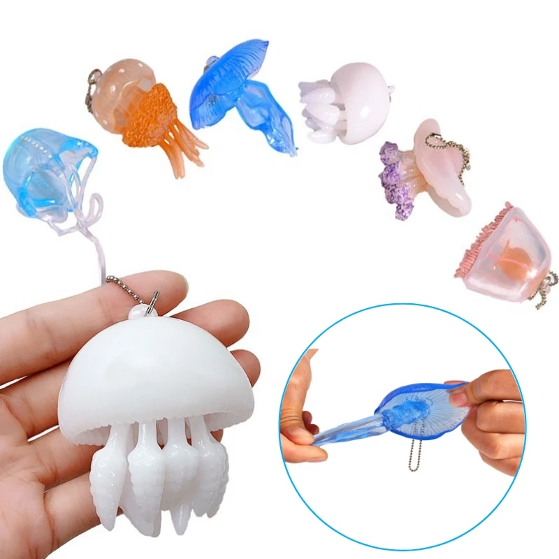 Kawaii Squishy Keychian Jellyfish Aquarium Anti stress Adult Toy For