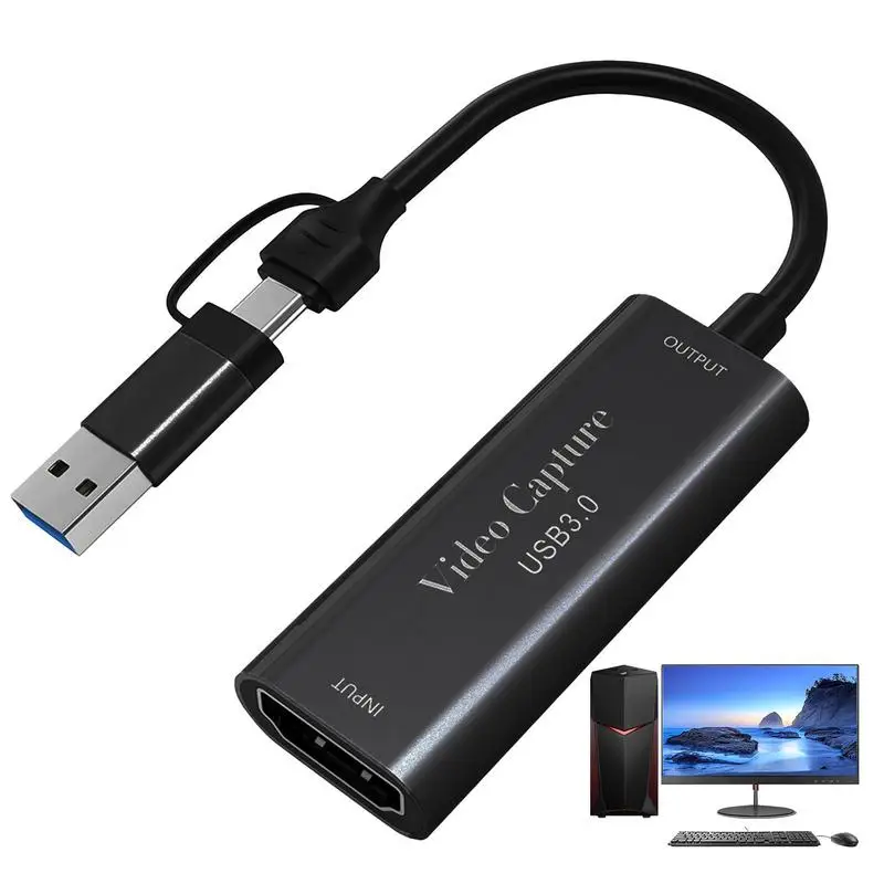 

Портативная видеокарта захвата, 2 в 1, стабильная видеокарта 1080p, запись видео, аудио, видео-и аудиозаписывающая карта типа C для