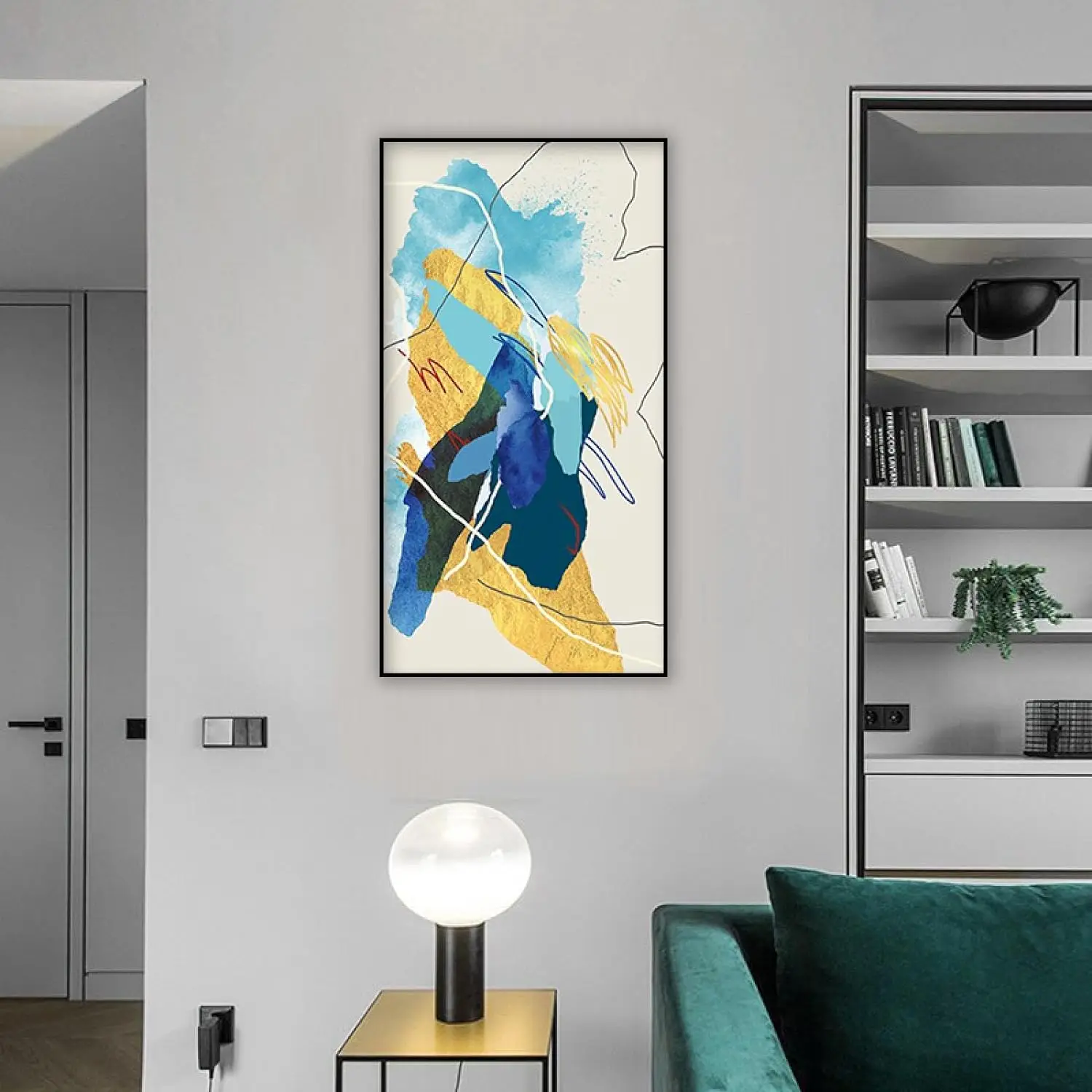 

Абстрактные настенные картины с голубым золотом на холсте-абстрактные принты Современные художественные разноцветные пейзажи для декора гостиной