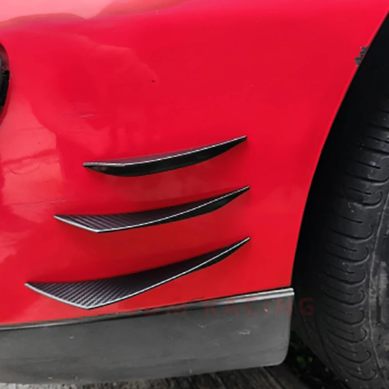 6pcs Universal Rubber Car Front Bumper Lip Protector Rear Diffuser Black Carbon Fiber Spoiler Splitter Wing Protection Guard