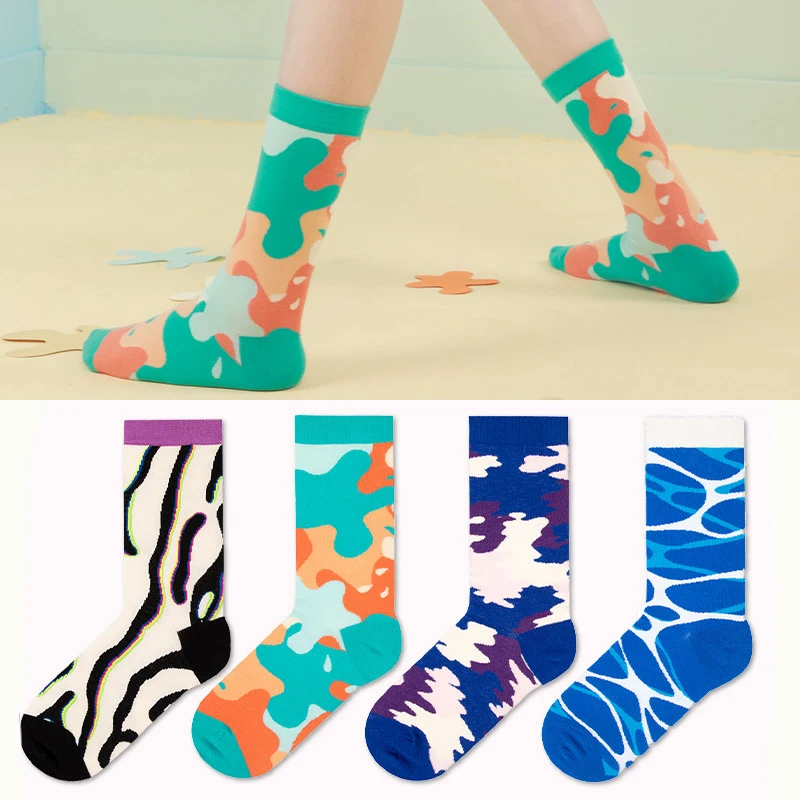 

2021 Spring and Summer New Socks Reflection Series Cotton Breathable Tube Socks Men Socks Socks Couple Socks