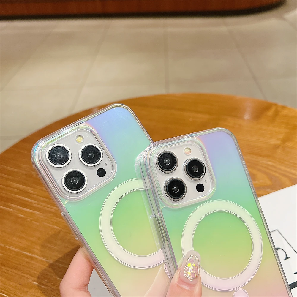 Luxury Gradient Rainbow Laser Magnetic Phone Case - Hard Cover