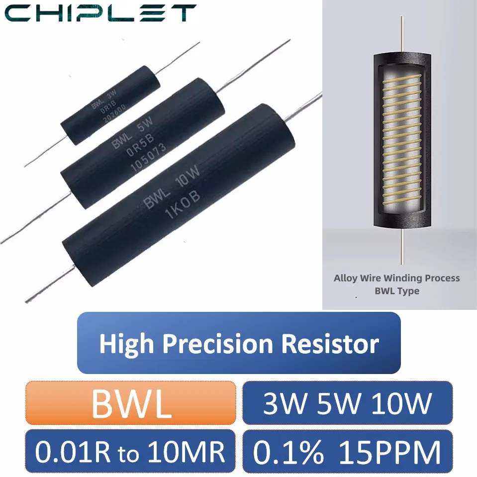 2Pcs EE BWL High Precision Resistor 0.1% Low Temperature Coefficient Drift Sampling Non-inductive 3W 5W 10W 0.01R to 10MR 15PPM