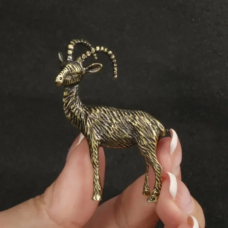 Popular Small Sheep Figurines Suitable Household Desktop Solid Brass Goat Sculpture Ornament Mini Animals Home Table Accessories