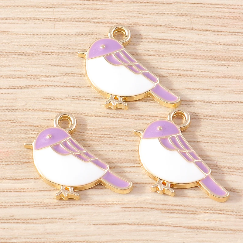 10 stücke Lila Farbe Nette Emaille Tier Eule Katze Vogel Charms Anhänger für Die DIY Ohrringe Halsketten Armbänder Schmuck Erkenntnisse – Detail 7