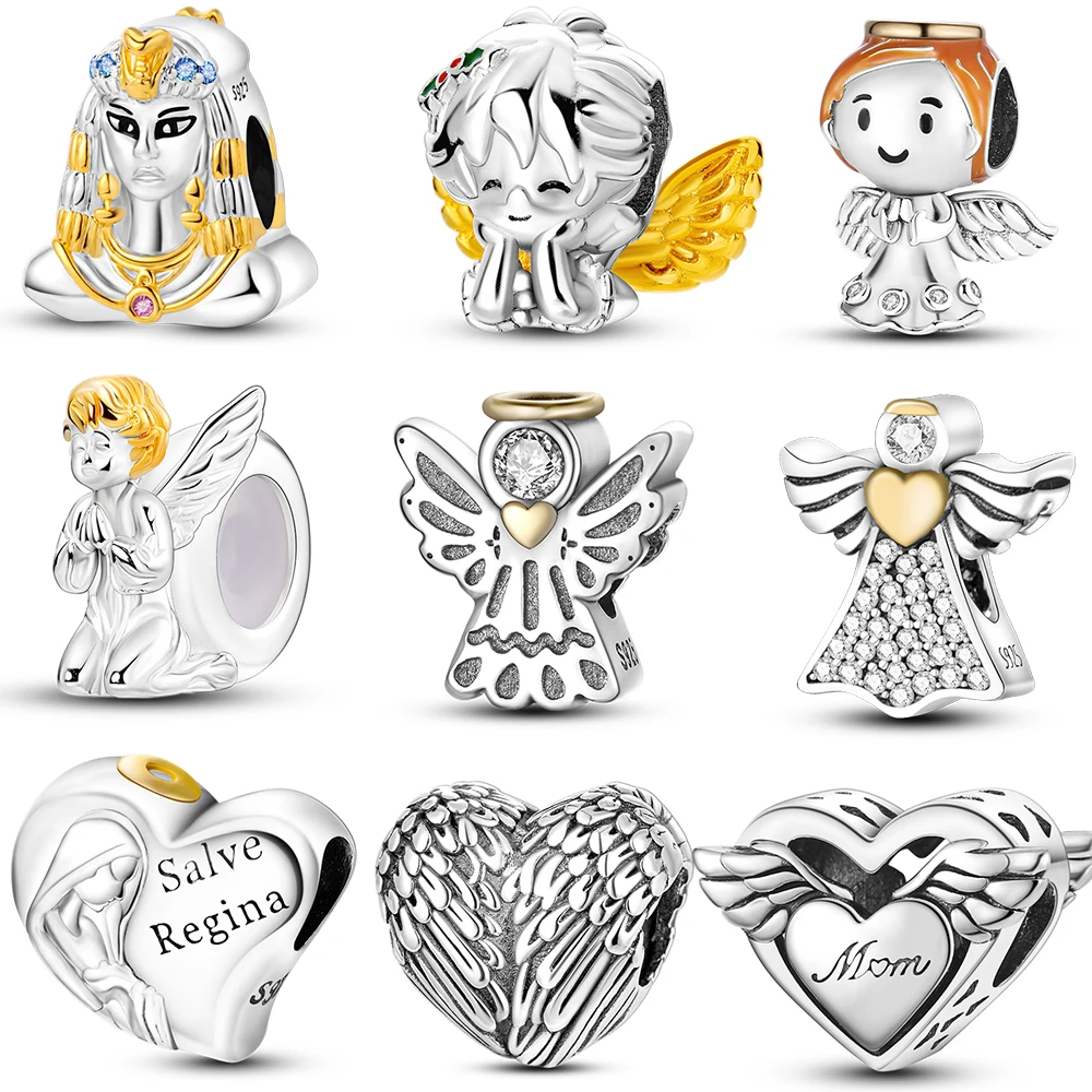 925 Silver Lucky Guardian Angel Dangle Beads Charm Women Bracelet Necklace DIY Jewelry Making Gift beads charms charm jewelry sterling silver jewelry charm bead silver charm bracelet sterling silver beads beads jewelry sterling silver beads charm pearl beads animal charm jewelry